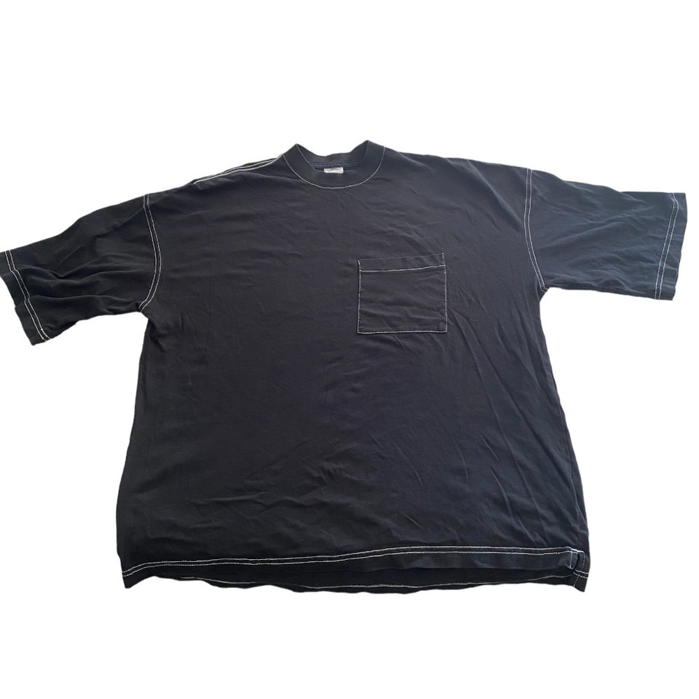 URBAN OUTFITTERS MENS OVERSIZED BLACK SHIRT WITH WHITE STITCHING SIZE SMALL